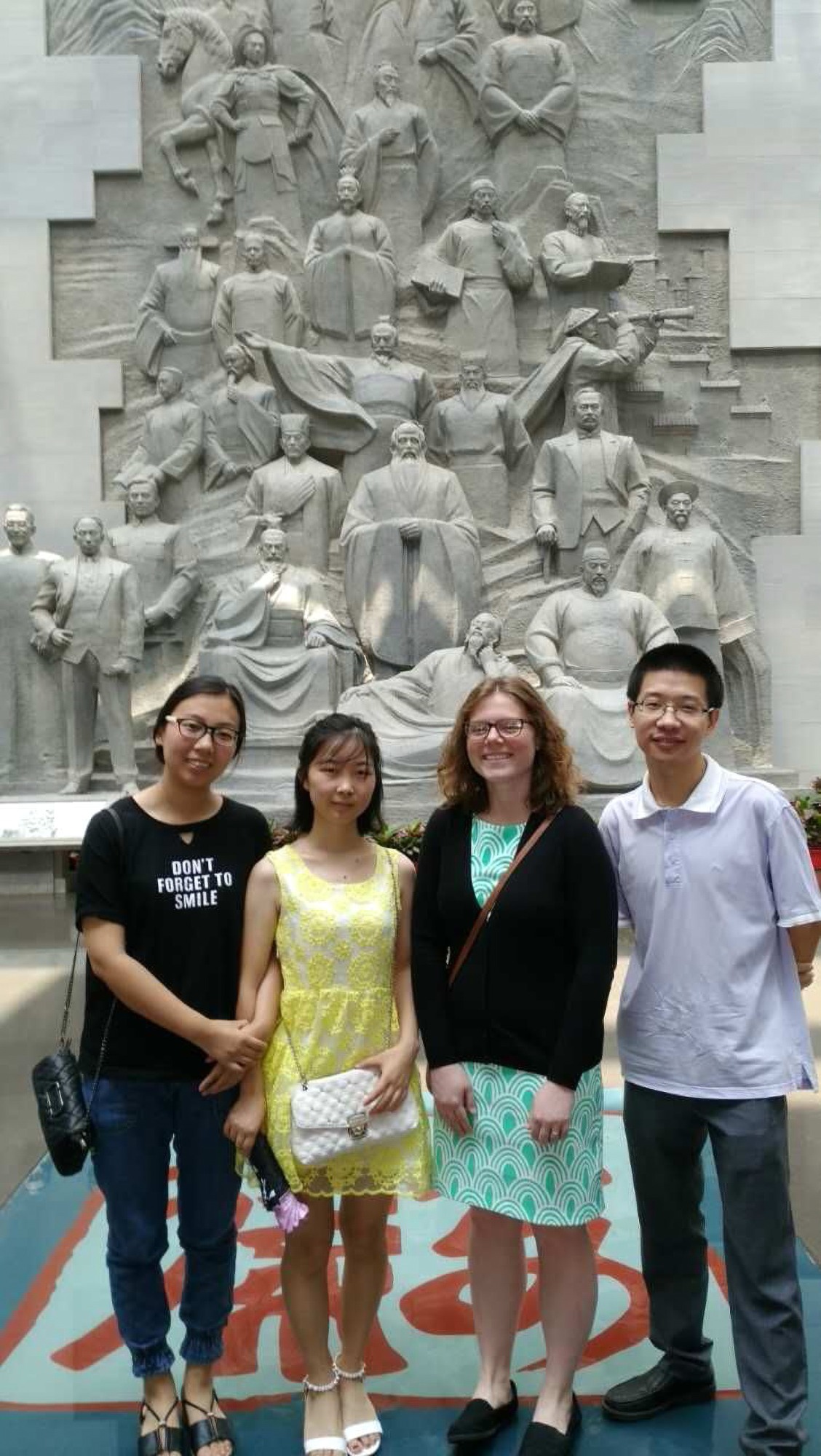 Students with statues