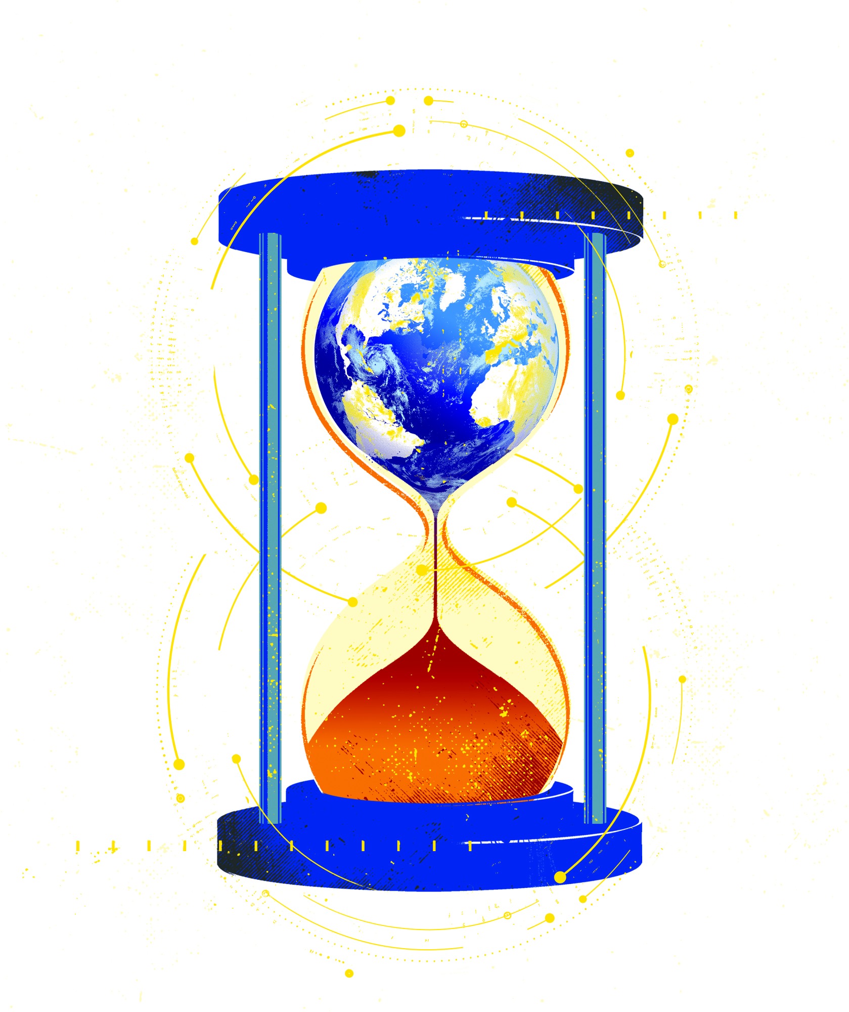 an hourglass with the earth inside