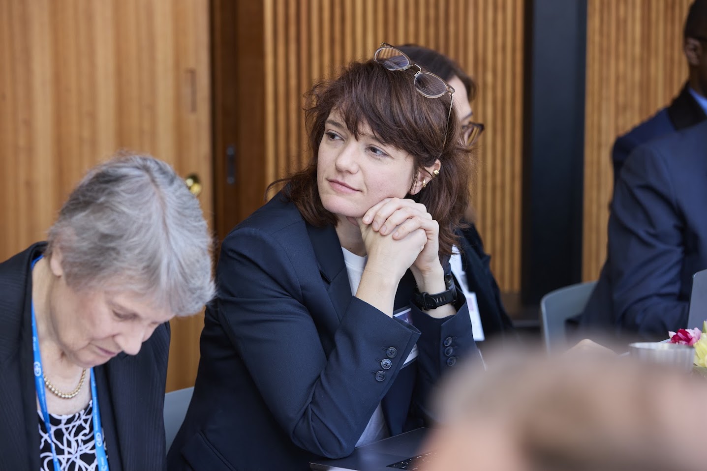 Edyth Parker pictured sitting with others at a meeting table