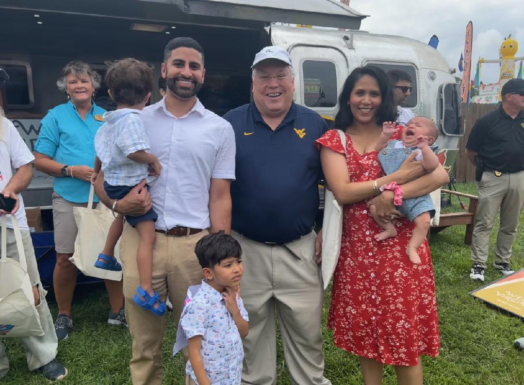 Secretary of Health Arvin Singh poses with his family the WV Gov Morrisey