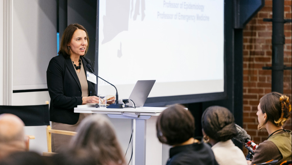 Beaudoin at a podium